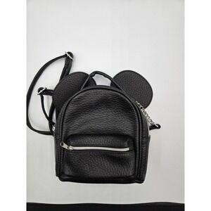 Disney/Pixar Mini Plain Black Backpack with Ears ‎ And Adjustable Straps